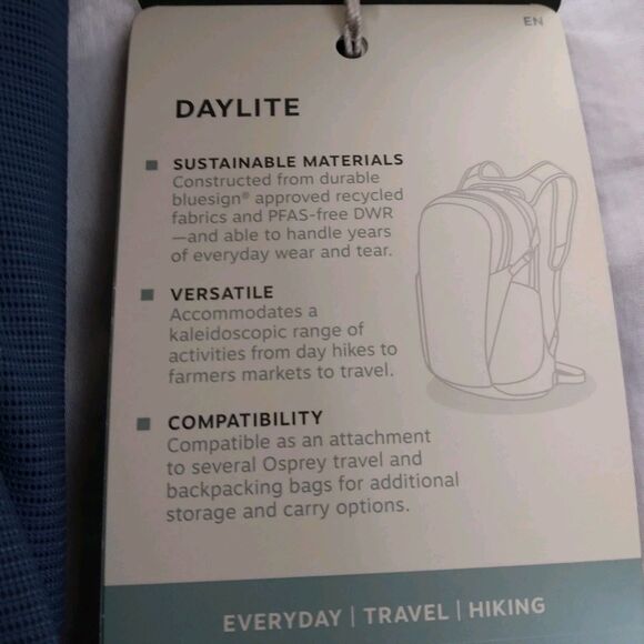 Osprey Daylite Multi-Function Hiking Commuter Backpack 13L Wave Blue NWT - Picture 9 of 11